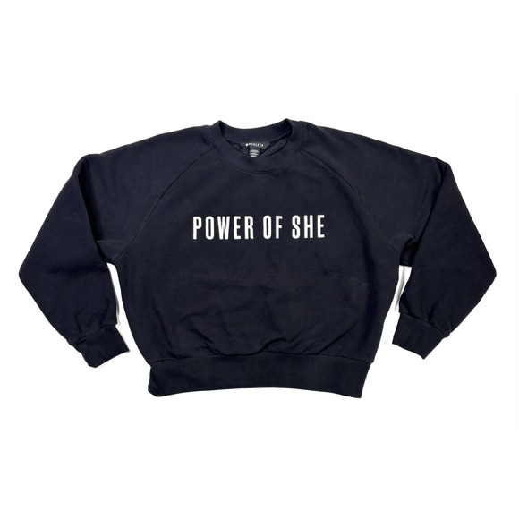 Athleta Tops - Athleta Sweatshirt Women's Small Power of She Black Crewneck Pullover
